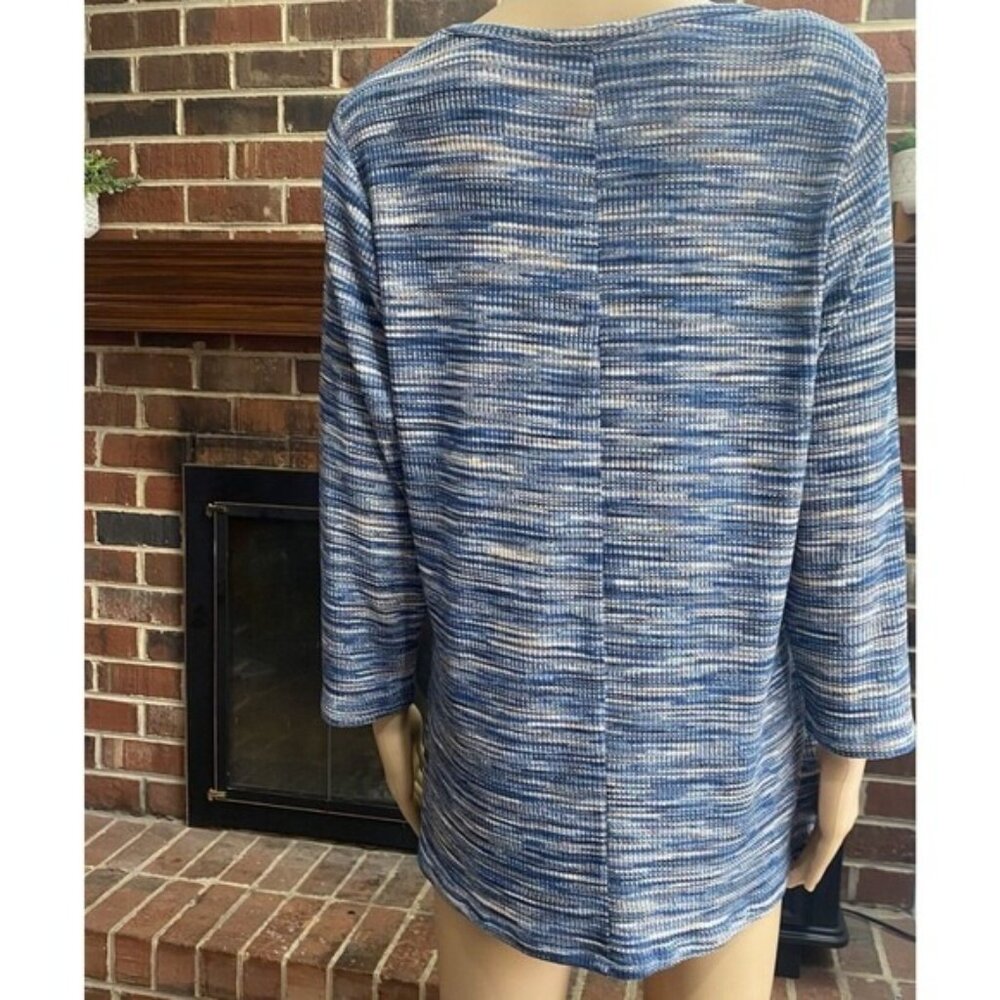 Lane Bryant Womens Size 18/20 Cut-Out Knit 3/4 Sleeve Shirt Blue Top Used - Picture 9 of 13